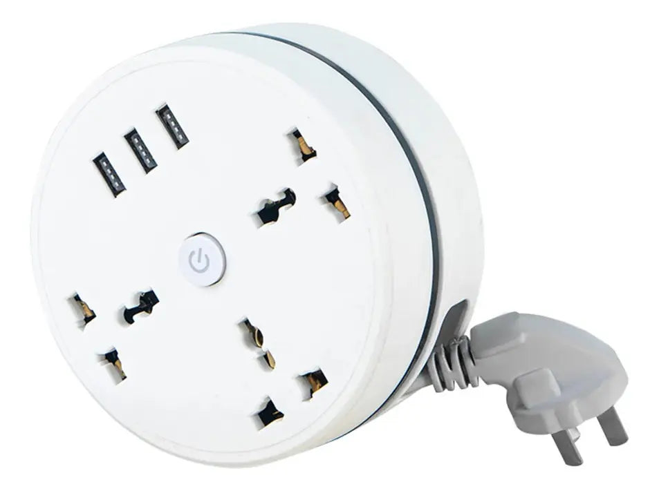 Carga 6 Dispositivos a la Vez - Regleta Compacta Cable Retráctil