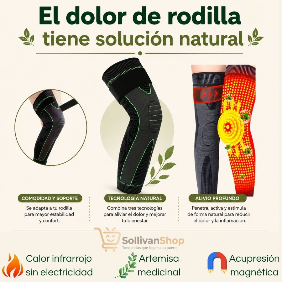 Rodillera Autocalentable de Acupresión con Turmalina y Artemisa